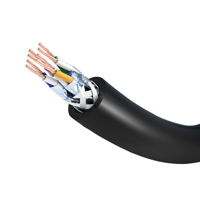 أسود ثابت 1M 2M 3M 5M 10M 24AWG 4 أزواج Cat7 التصحيح الحبل