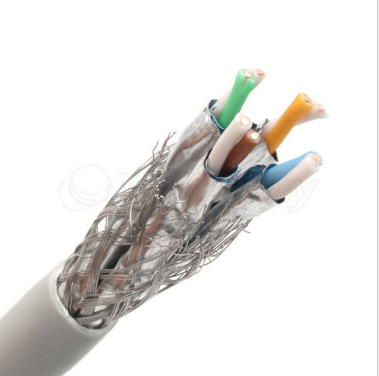 Al Foil 0.58mm موصل HDPE PVC عزل كابل SFTP Cat6a ، كابل إيثرنت Cat6a