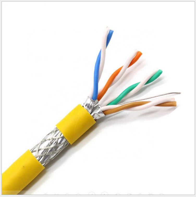 Al Foil 0.58mm موصل HDPE PVC عزل كابل SFTP Cat6a ، كابل إيثرنت Cat6a