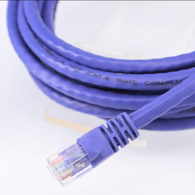 كابل إيثرنت Cat6 بنفسجي اللون بطول 50 متر مصنوع من النحاس RJ45 8P8C