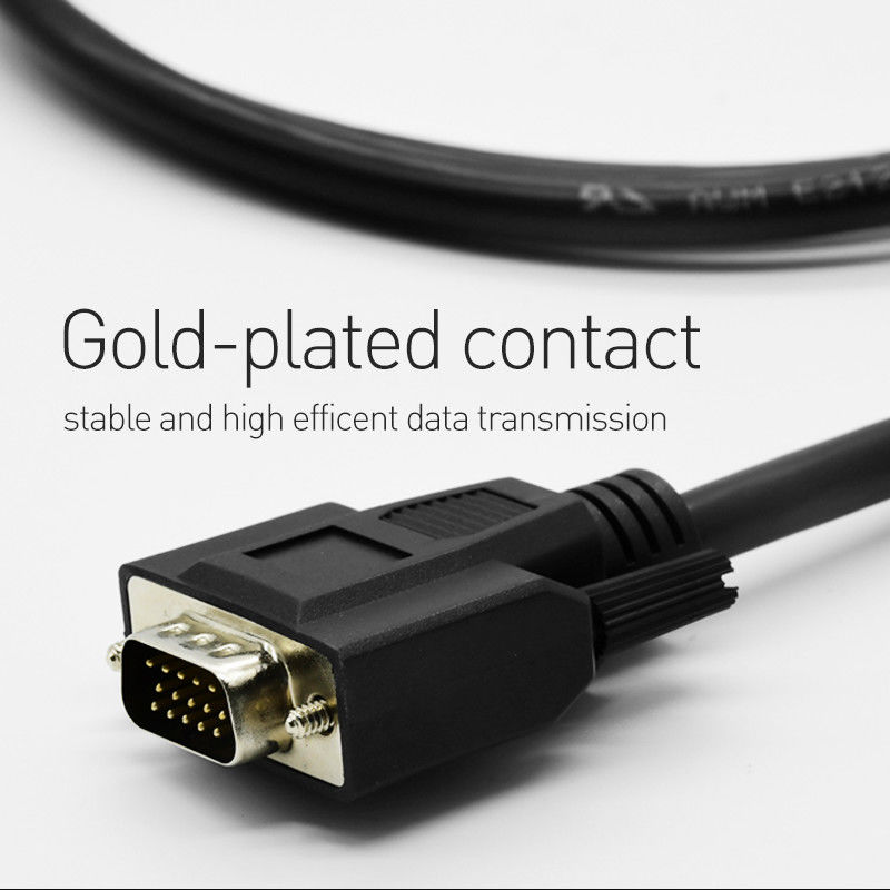 كابل شاشة VGA عالي الدقة 1080P قياسي 15Pin ذكر إلى ذكر ، كابل VGA إلى VGA