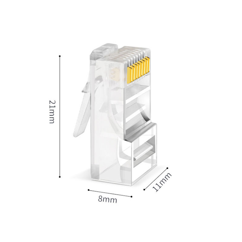 موصل إيثرنت Cat5 Cat6 8P8C RJ45 ذكر UTP غير محمي من الكريستال بدون أدوات